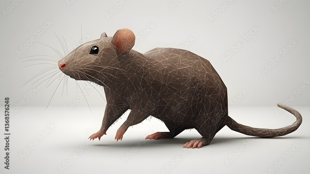 Poster an abstract minimalist geometric icon of a rat depicted with realistic features and clean lines in a