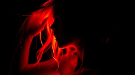 Fototapeta premium Fiery Red Hair Silhouette Portrait