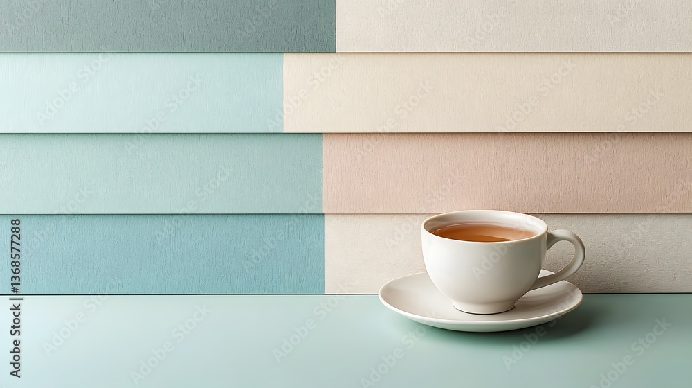 Poster cozy cup of coffee resting on a table in a creative space featuring a muted color palette for relaxe
