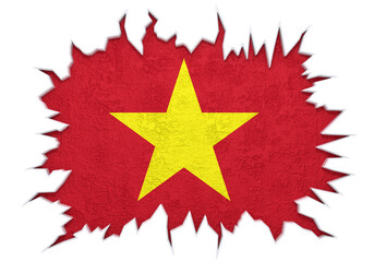 Fototapeta premium Vietnam flag inside cracked wall 