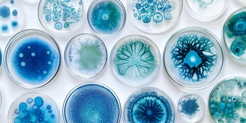 Vibrant Blue Microalgae Displayed on a White Background 
