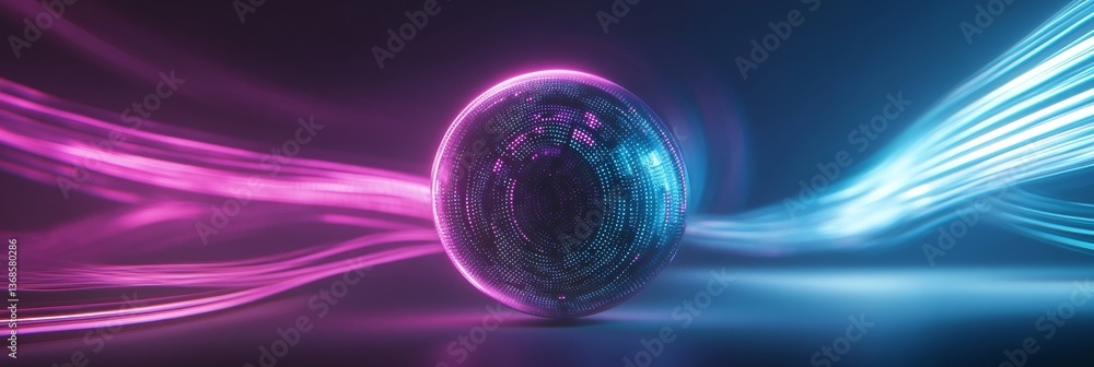 Aufkleber glowing sphere with dynamic light trails creates a captivating visual effect
