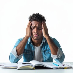 student struggling with stress while studying

