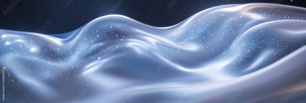 Poster shimmering waves of iridescent fabric flowing with graceful movement and smooth texture