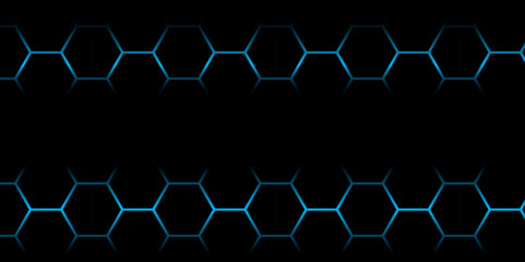 Abstract Hexagonal Grid Background with Glowing Lines. Futuristic Technology Hexagon Pattern with Light Effects. Hexagon. Illustration. Vector.