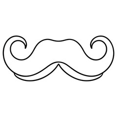 Handlebar Mustache Line Art Vector