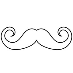 Handlebar Mustache Line Art Vector