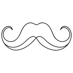 Handlebar Mustache Line Art Vector