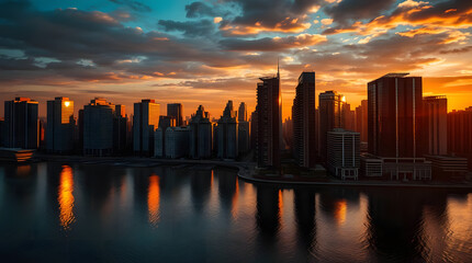 Obraz premium sunset over the city