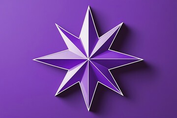 Obraz premium A regal purple eight-pointed star, a symbol of guidance and aspiration, elegantly rests against a deep violet backdrop, showcasing a sophisticated, minimalist design.
