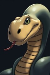 Fototapeta premium Cute serpent portrait in dark background