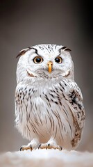 Fototapeta premium Majestic Snowy Owl Portrait in Detailed Close Up, Bird of Prey Illustration