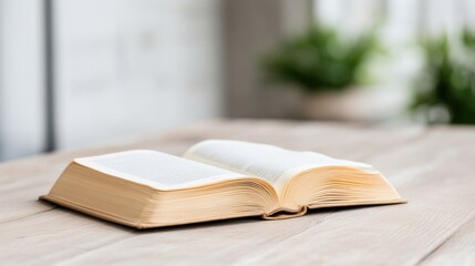 Open book on a wooden table