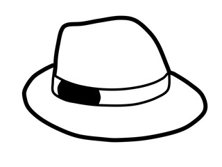 The hat has a wide brim and a rounded crown, with a dark hatband running around the base of the crown.