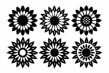 The sunflower icon set silhouette vector bundle