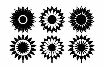 Fototapeta premium The sunflower icon set silhouette vector bundle