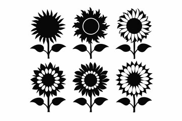 Fototapeta premium The sunflower icon set silhouette vector bundle