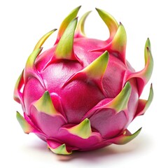 A Vibrant and Fresh Dragon Fruit Isolated on a White Background