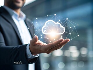 consultant presenting tag cloud about information technology. 