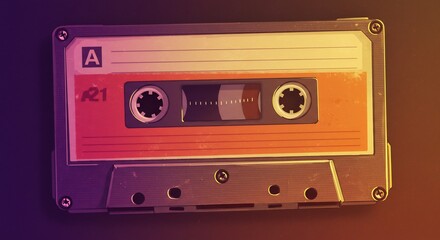 Retro Cassette Tape Warm Gradient Lighting. AI Generated