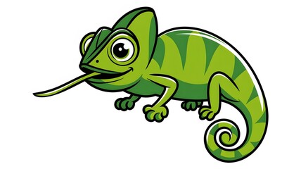 Obraz premium Charming Green Chameleon Illustration with Playful Details