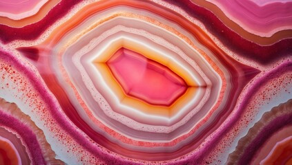 Abstract Close-Up Photograph of Swirling Mineral-Like Patterns in Warm Pink and Orange Tones