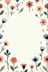 A charming floral border design featuring a variety of stylized flowers and leaves, perfect for adding a touch of elegance to any project, greeting card, or invitation.