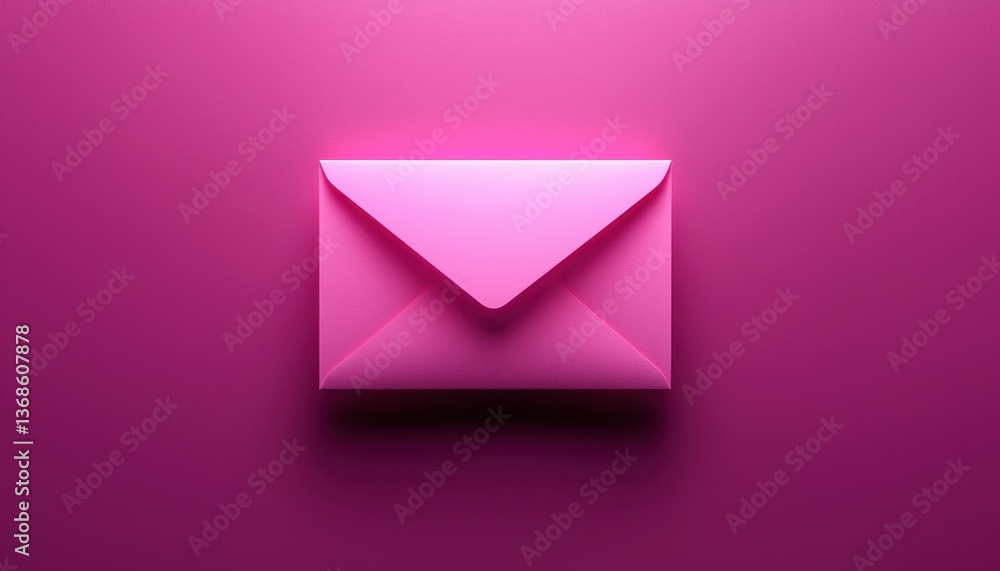 Poster a vibrant pink envelope on a matching background, perfect for digital design projects.