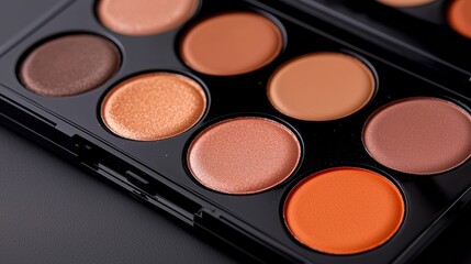 Neutral Eyeshadow Palette Beauty Cosmetic with Warm Brown and Orange Hues