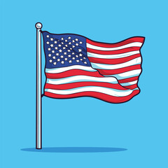 Fototapeta premium cartoon american flag no details solid background
