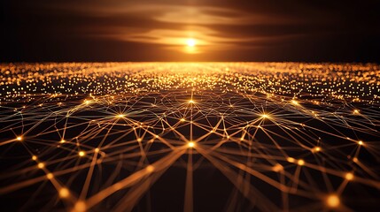 Golden network sunrise landscape