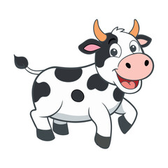 Funny cow cartoon illustration isolated on white background