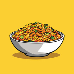 cartoon Biryani no details solid background bright color