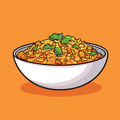 cartoon Biryani no details solid background bright color