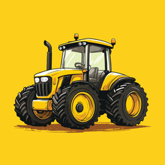 cartoon cute Tractor mascot solid background