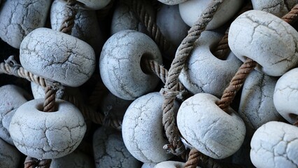 worn fishing buoys as background © Esteve