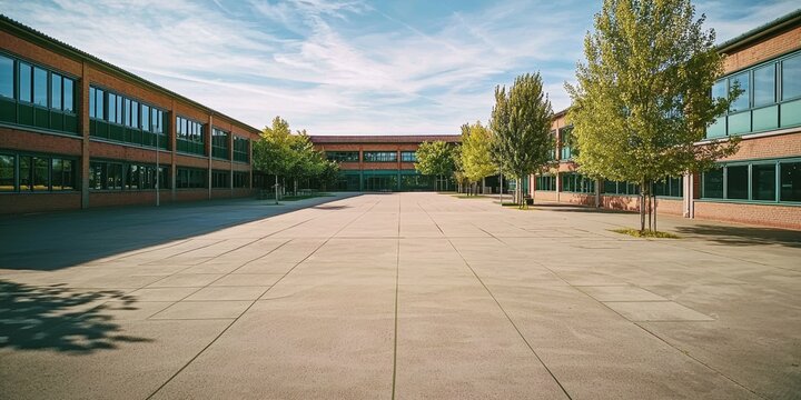 Thoughtfully designed school grounds perfect for various activities.