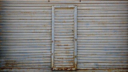 blue rolling metal door as a background