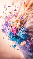 Vibrant explosion of colors and textures, creating an abstract art piece that captivates the imagination.