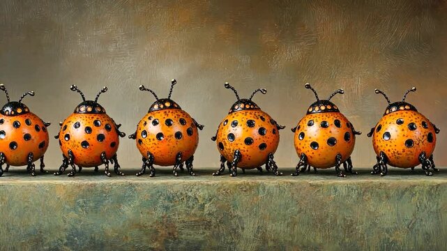 Ladybugs in a Row on a Surface