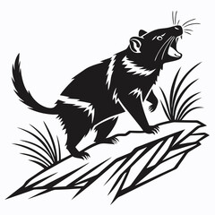 Tasmanian devil black silhouette icon vector