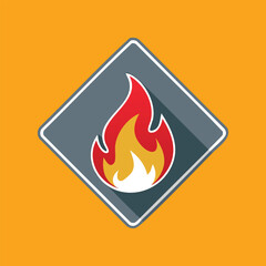 Fire hazard symbol icon in a diamond shape with yellow background