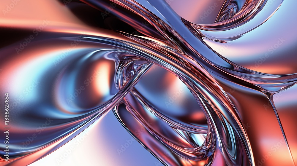 Poster A futuristic metallic sculpture reflecting infinite colors in a seamless loop
