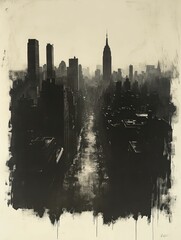 Obraz premium Monochrome city skyline dramatic shadows urban vista