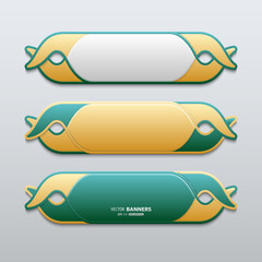 Set of golden and green banners template