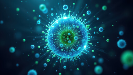 NAD+ molecule with surrounding particles, illustrating its molecular structure and role as an electron carrier in biological systems.