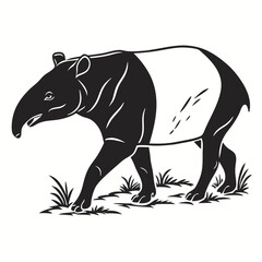 tapir black silhouette icon vector