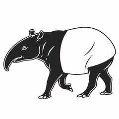 tapir black silhouette icon vector