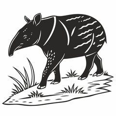 tapir black silhouette icon vector