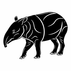 tapir black silhouette icon vector
